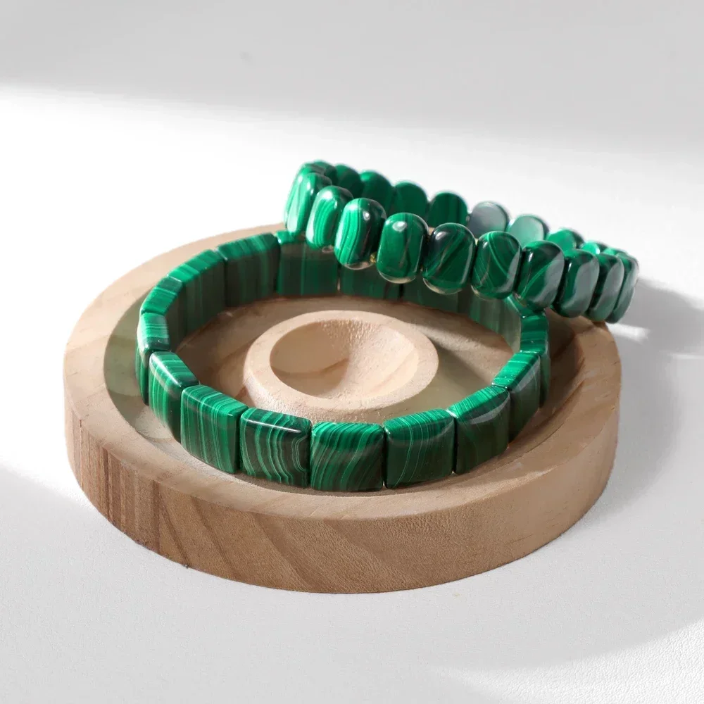 Echte Natürliche Malachit Perlen Armbänder Für Frauen Männer Edelstein Quadratischen Stein 5A Hohe Qualität Grün Malachit Elastische Armband – Detail 8