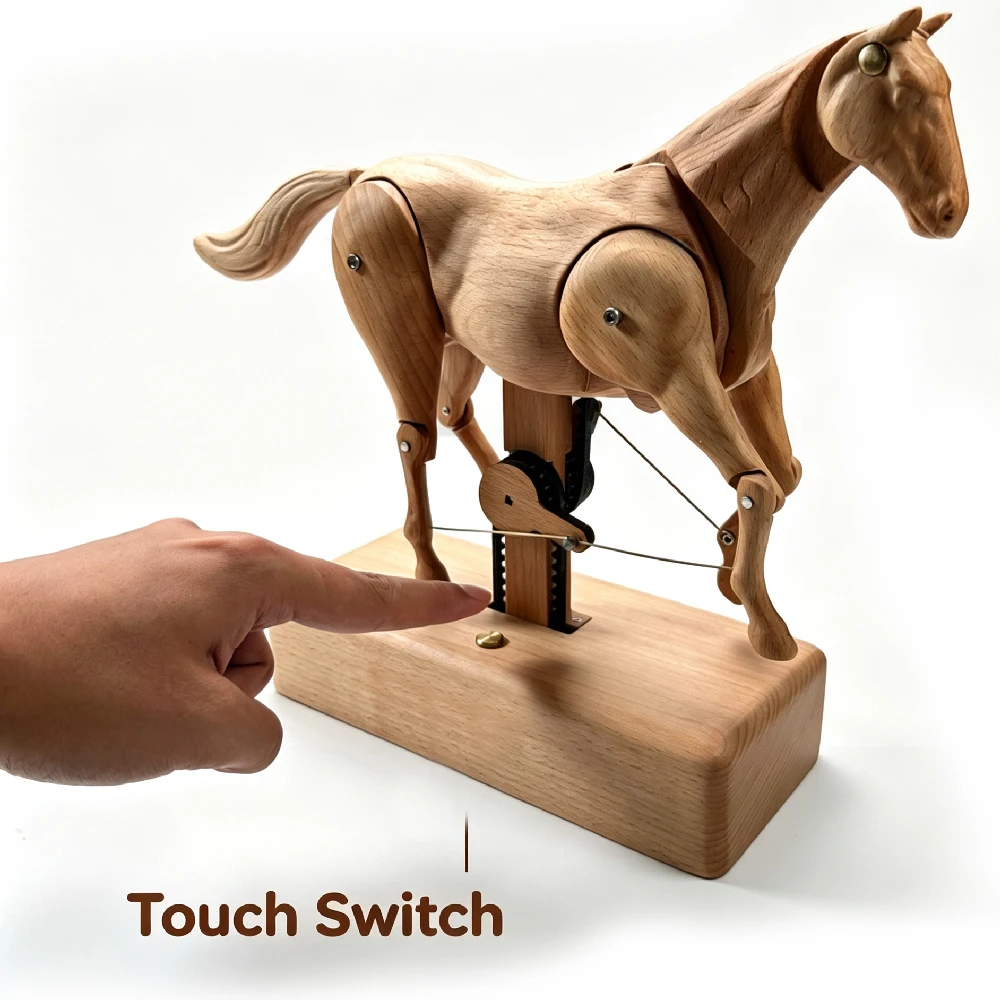 Handmade Wooden Automaton Horse Ornament, Dynamic Tabletop Decor for Home Office, Thoughtful Birthday,Christmas & Corporate Gift