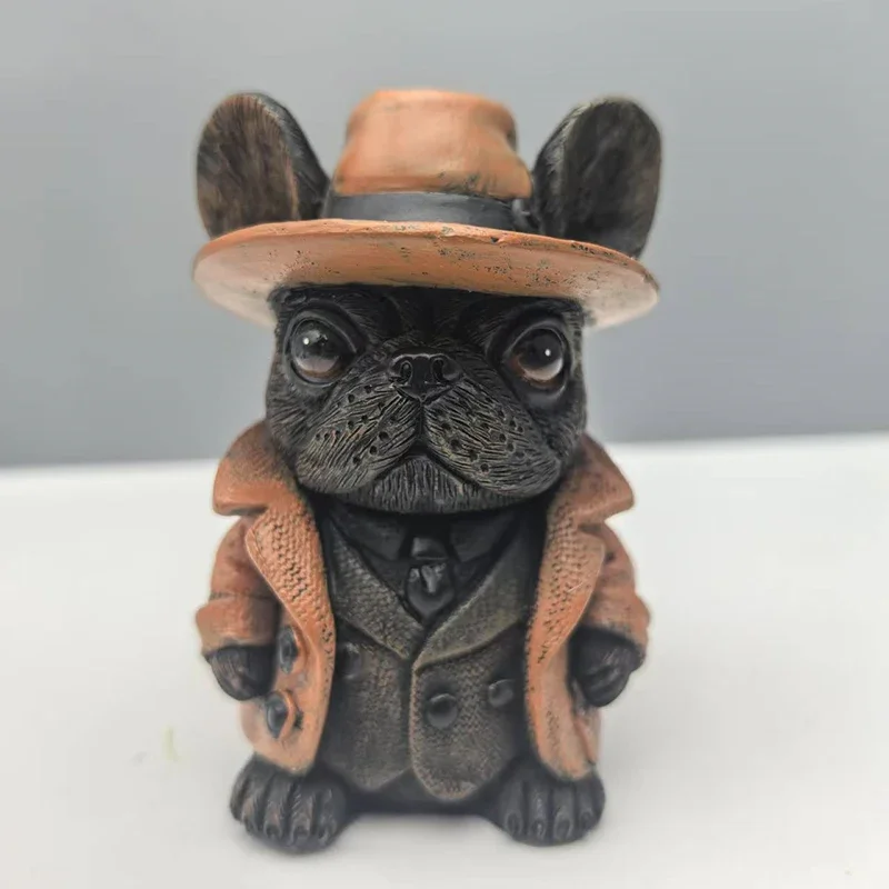 Exquisite Handmade French Bulldog Resin Figure - Home Decor Ideal for Patio Lawn Courtyard Decoration