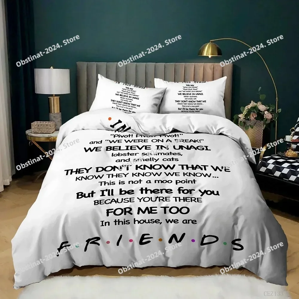 Friends Tv Show Style Bedding Set Duvet Cover Full Queen King Size Pillowcase Bed Printed Bed Set Aldult Kid Bedroom Single Twin