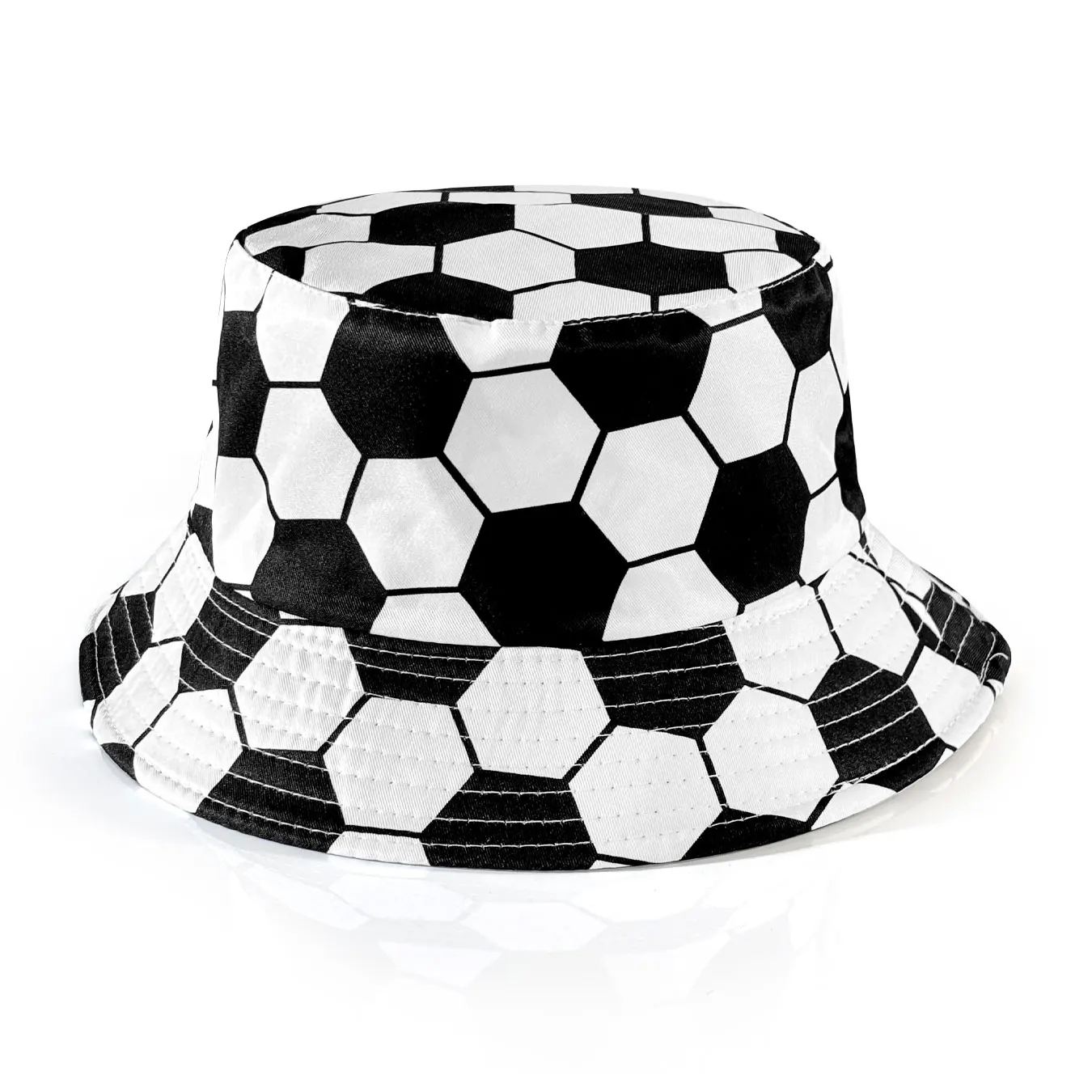 Fischerhut mit Fußballmuster, wendbar für Männer und Frauen, Sonnenschutz-Bucket-Hat, faltbar, geeignet für alle Jahreszeiten, sportlicher Stil, modischer Bucket-Hat für Outdoor-Freizeit.