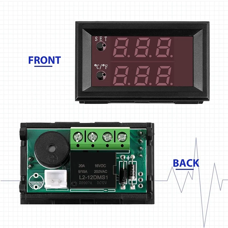 プログラム可能な電子温度コントローラー,サーモスタット,コントロールスイッチモジュール,デュアルカラー,LEDディスプレイ,モニター,12v,4個