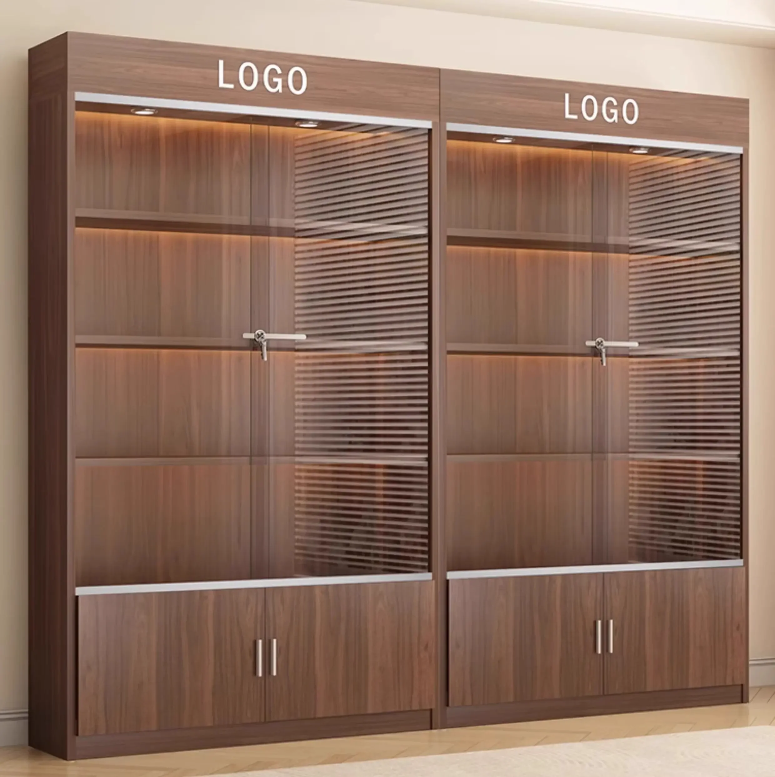 Display cabinet with lock glass door gift sample stand cosmetics product beauty salon cabinet