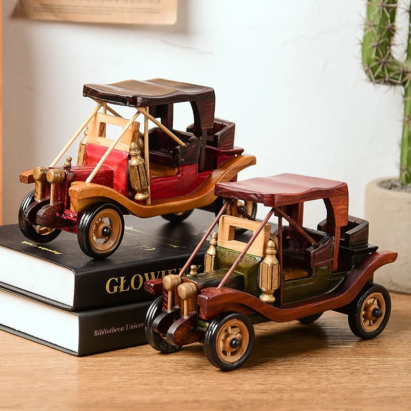 

Retro wooden vintage car ornaments creative home desktop vintage car model decorative ornaments wooden crafts