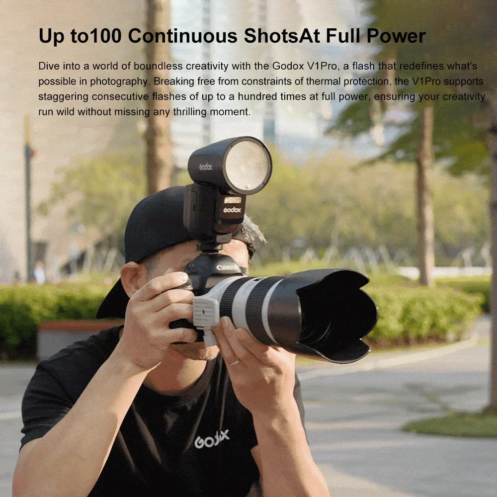 Godoxカメラフラッシュライト、リチウムイオン丸頭、ワイヤレス伝送、v1プロ、キヤノン、ニコン、ソニー、富士、オリンパス、ttl、hss、1/8000s、2.4g