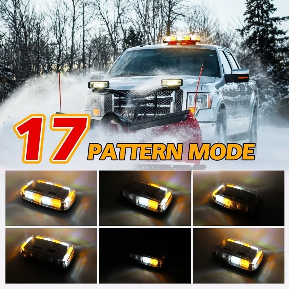 Roof Top Strobe Lights 48LED Emergency Safety Hazard Warning Light LED Flashing Light Bar Magnetic Mount for 12V 24V Car Truck view 6