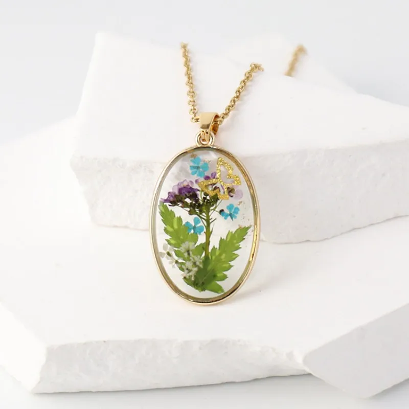 الخالد زهرة حقيقية تصميم سحر القلائد فريدة من نوعها راتنجات الايبوكسي زهرة طبيعية قلادة سلاسل الإبداعية الأزهار قلادة بالجملة #3