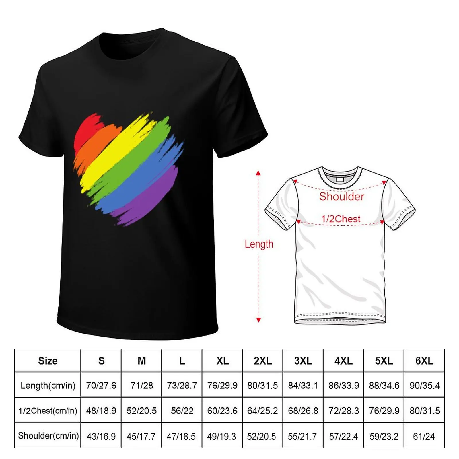 rainbow heart T-Shirt Anti-Fade Casual Tee Shirt