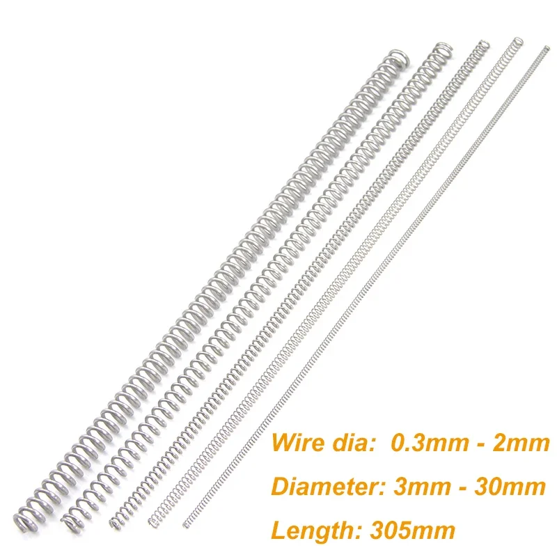 Y-shaped Compression Spring Wire Dia  0.3/0.4/0.5/0.6/0.7/0.8/1/1.2/1.5/2mm OD 3mm-30mm Length 305mm Long Pressure Spring