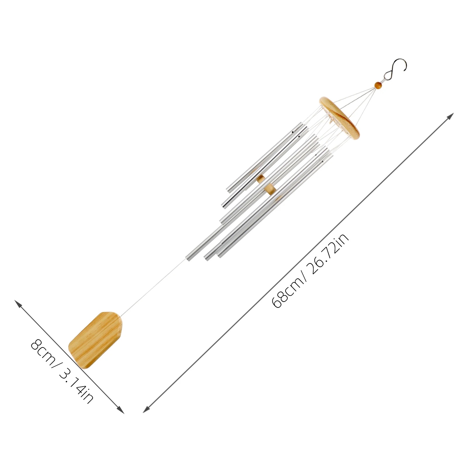 خشب الصنوبر أنبوب ألومنيوم الرياح الرنين في الهواء الطلق Windchime جرس زخرفة المنزل أمي الدقات التذكارية الزينة الزخرفية