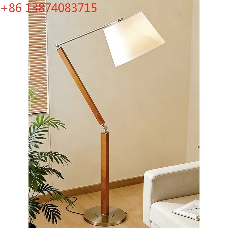 Rocker arm floor lamp, medieval solid wood retro atmosphere advanced fishing lamp