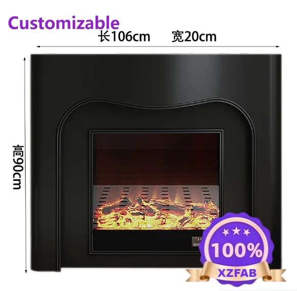 Factory Direct 2026 French light luxury fireplace decorative cabinet, simulated fire embedded black, white porch cabinet