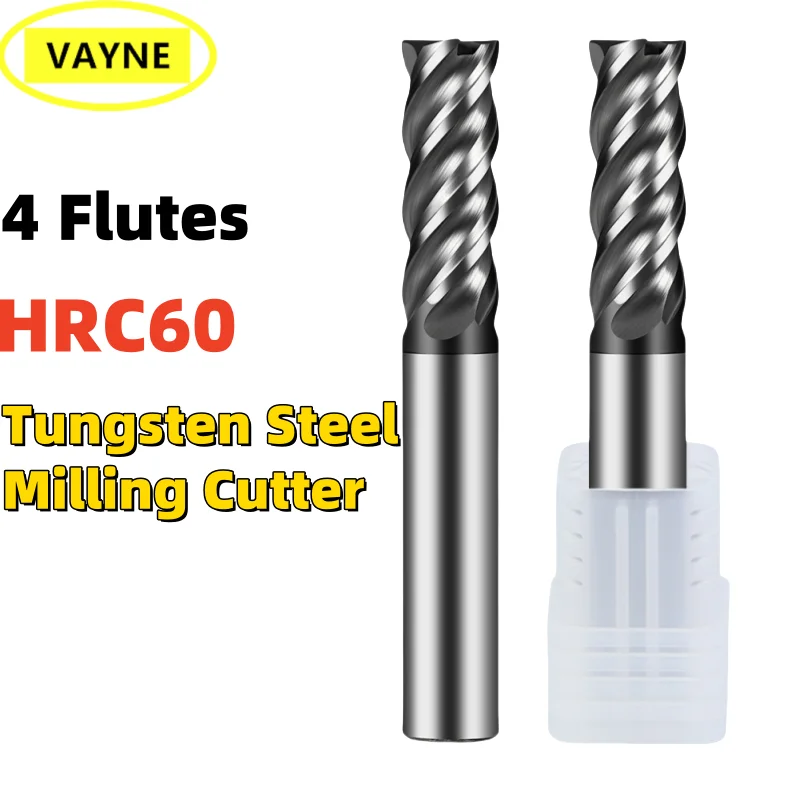 1 pçs 1-20 hrc60 4 flauta fresa carboneto de aço de tungstênio nic nano revestimento fresa plana para máquinas maching endmill ferramenta