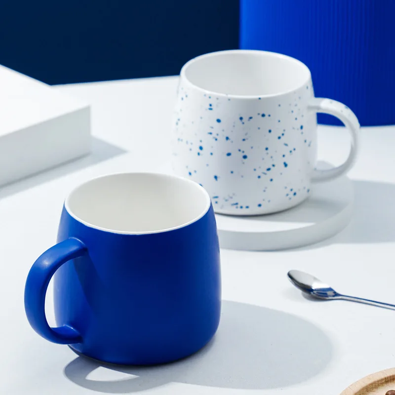 

500ml Ceramic Coffee Mug With Gift Package Klein Blue And Pointillism Mug Water Cup Breakfast Oatmeal Cup Festival Gift