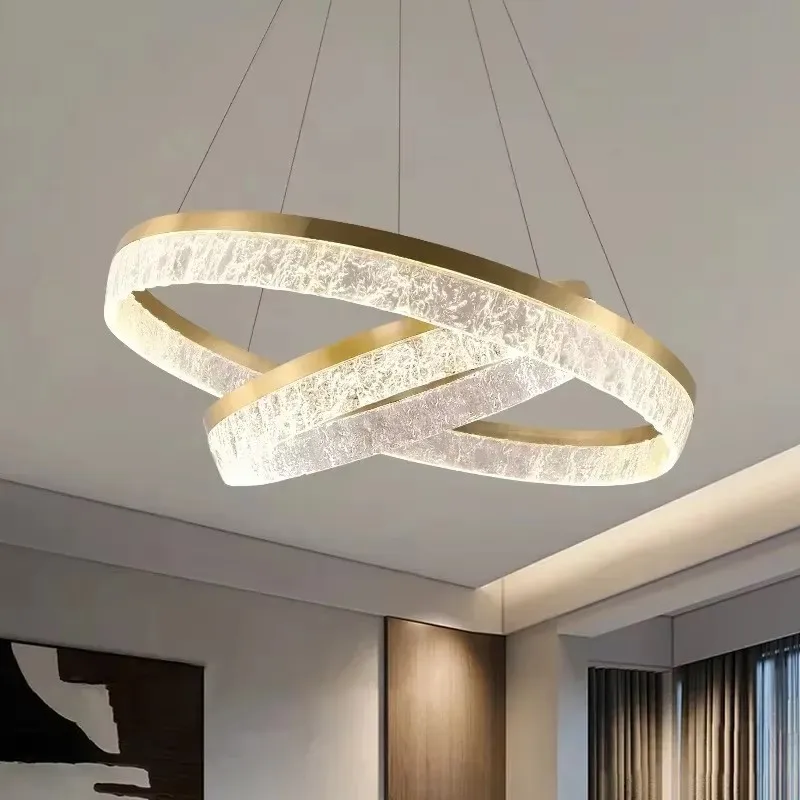 Light Luxury Living Room Chandelier Designer Villa Creative Bedroom Dining Room Minimalist Modern Atmospheric Circular Ring Lamp