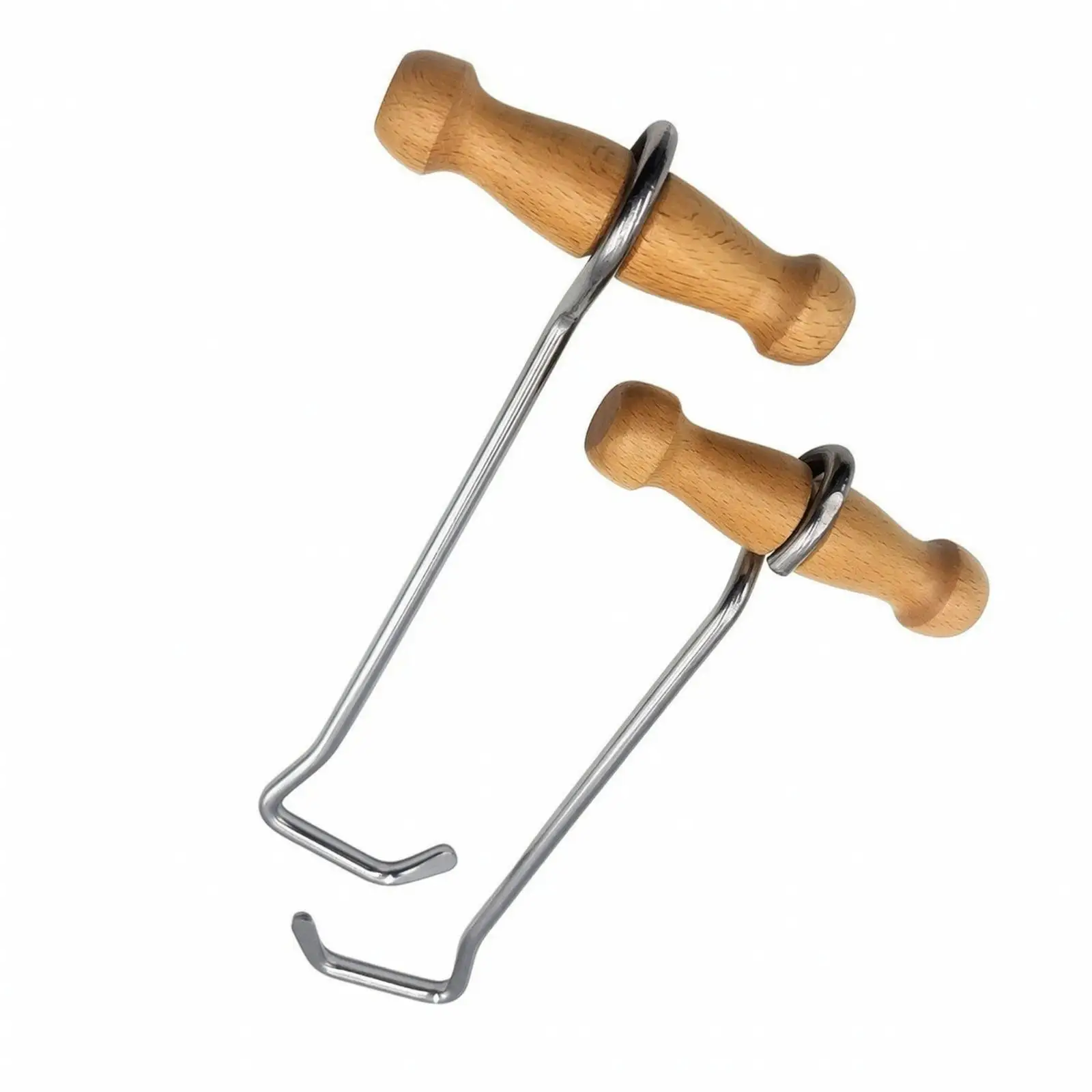 Steel Boot Hook with Wooden Grip for Equestrian Boots and Horse Riding Footwear Pulling Aid