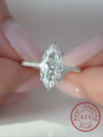 925 Sterling Silver Simple Classic 2-Carat Horse Eye Zircon Ring For Women Engagement Wedding Luxury High Quality Fine Jewelry