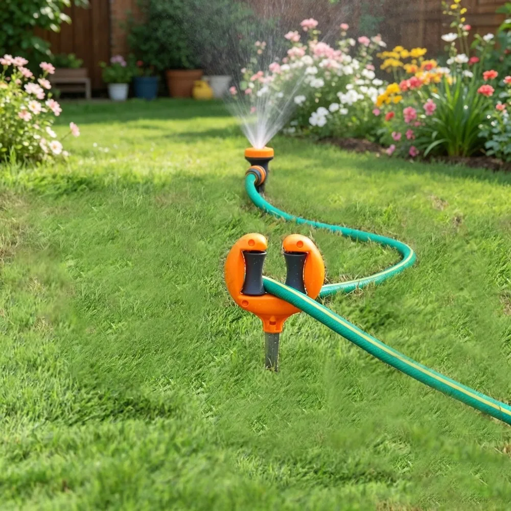 Garden Hose Guide Stake, Outdoor Lawn Hose Positioning Holder With Rollers for Yard Irrigation Plant Watering