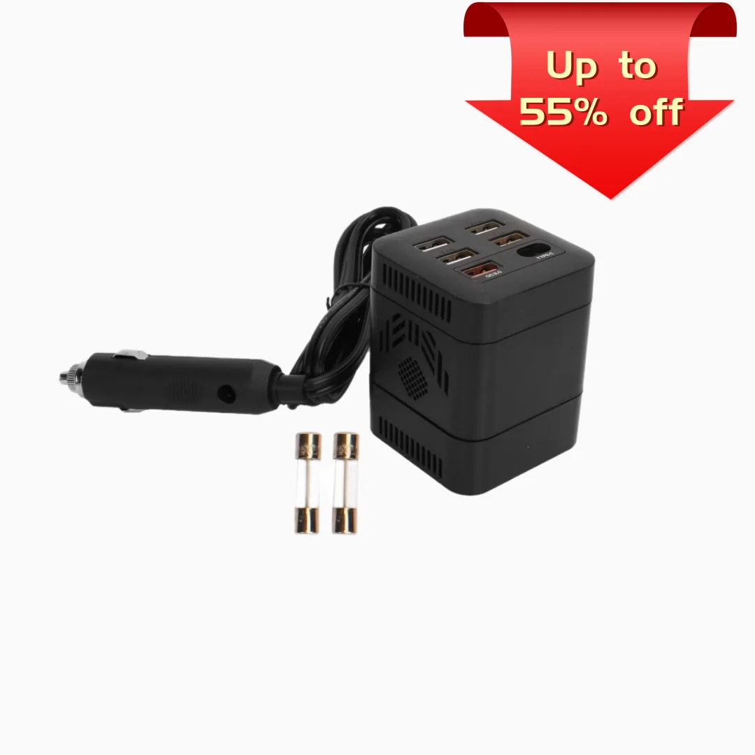 

200W Car Inverter DC 12V To AC 220V Converter Outlets 4 USB Fast Charging Universal Socket Power Adapter Inverter Fast Charging