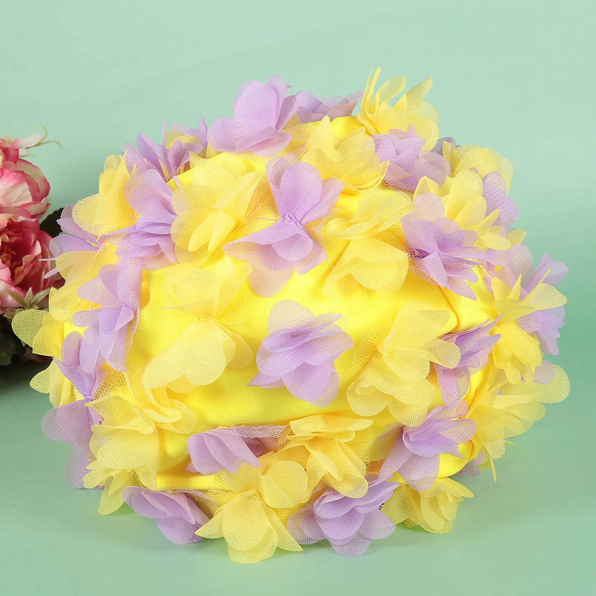 

1Pcs Women Swim Cap 3D Flower Design Lightweight Swimming Hat Ear Protector for Beach Pool Summer Women Swim Cap