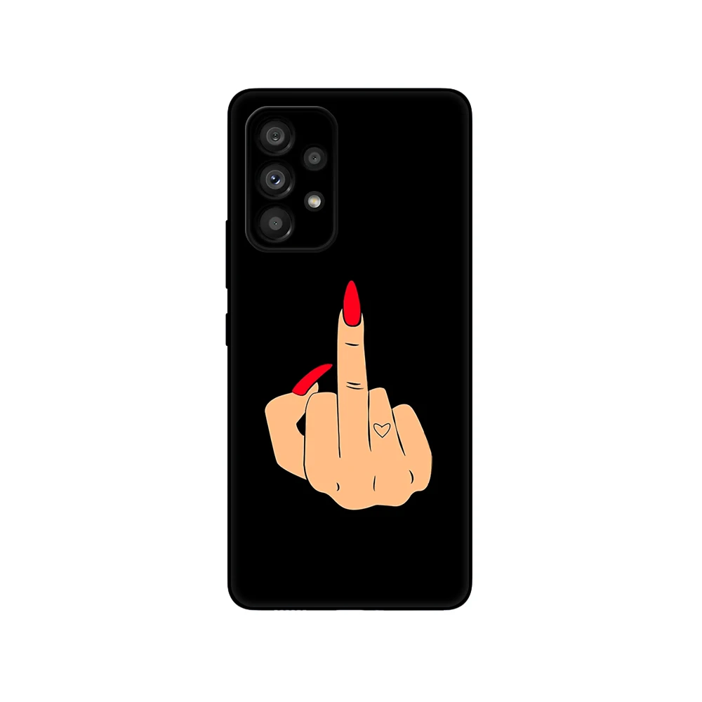 Cartoon middle finger Black Tpu Case For Samsung Galaxy A03 SM-A035 A03 Core A03S A13 A23 LTE A33 A53 A73 4G 5G