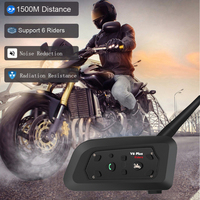 V6 PLUS Motorcycle Helmet Intercom Bluetooth Headset 1500M for 6 Riders Full Duplex Communicator Waterproof Music Player