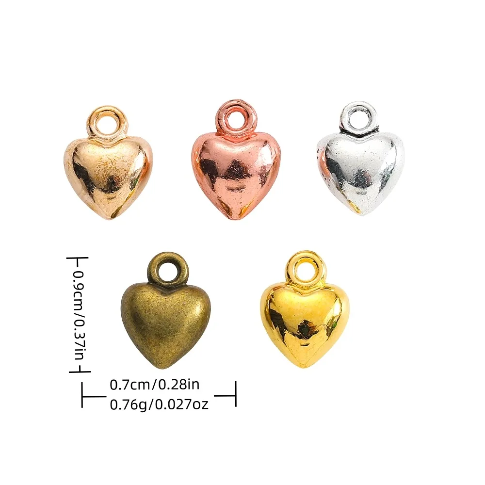 20PCS DIY Retro Zinc Alloy Jewelry Accessories Five Color Optional Smooth Love Pendant