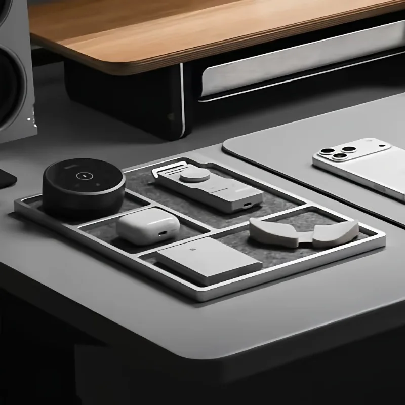 Aluminum Alloy Tray Desktop Partition Minimalist Pen Storage Trays Office School Desk Organizer Box Home Organization Supplies