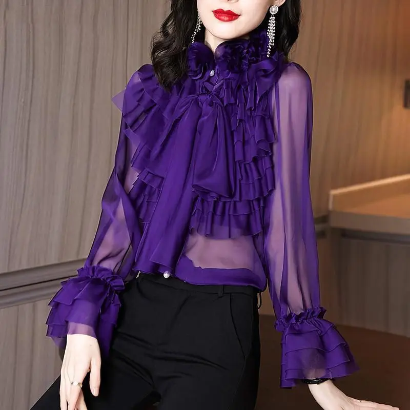 Women\'s Clothing 2023 New Solid Color Interior Lapping Ladies Tops Korean Solid Color Blouse Fashion Spring Autumn Thin T-Shirts