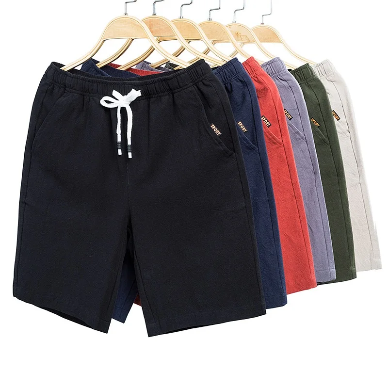 

Pure Cotton Linen orts Men's Summer Thin Five-Point Casual Linen Trendy Sports Beach Pants Straight Leg Fit Teenagers