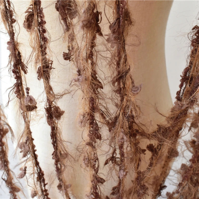 Brown Coffee Transformed Wool Velvet Tassel Lace Accessories Creative Cotton Yarn Wedding Decoration Design Clothing Fabrics