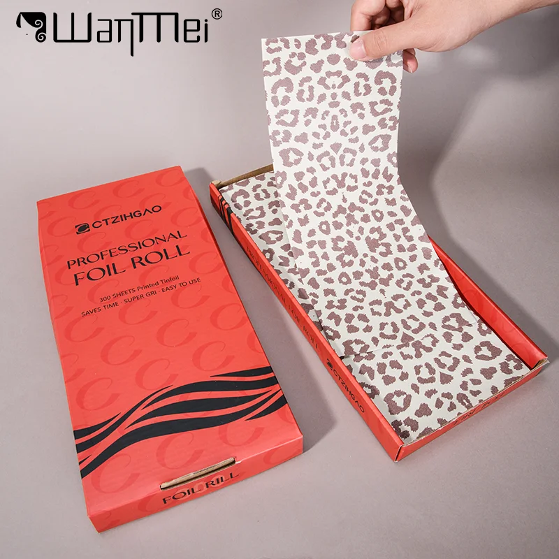 

300Sheets 12*30cm Leopard Print Hair Foils Highlighting Non Slip Coloring Aluminum Foil Hairdressing Perm Foil Hair Beauty Salon