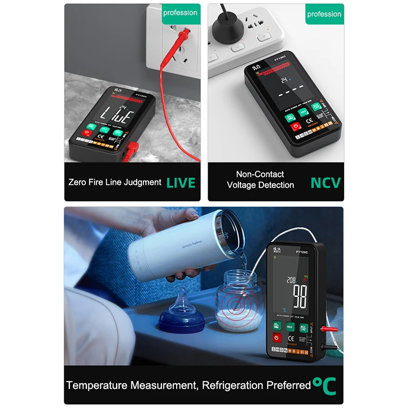 New 129C 9999 Counts Digital Multimeter Smart Auto Range Ohm Hz Capacitance True RMS AC DC Voltage DMM LCD Backlight Multimetro