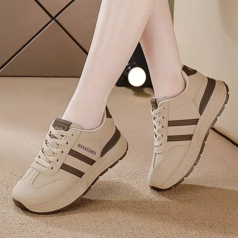 Breathable Women's Flat Bottom Trendy Slip-On Casual Sports Shoes Spring Autumn Chunky Sneakers Women Comfortable Large Size