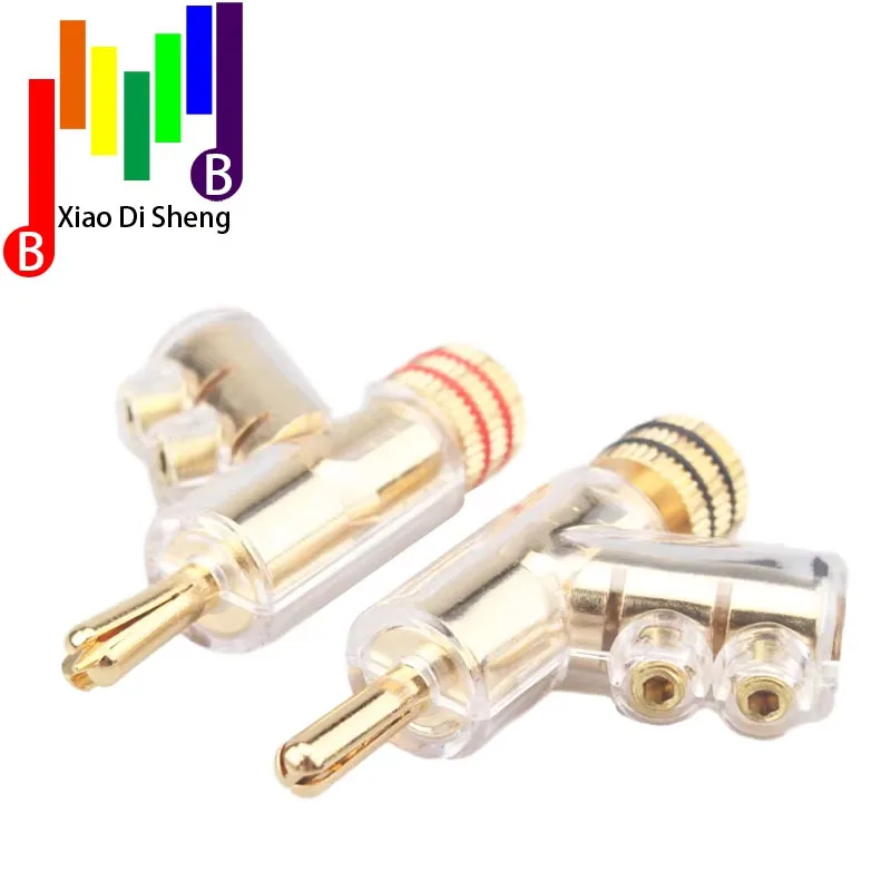 4pcs Hi-end  Brass Copper Plated Gold or Rhodium Gun-type Audio Video Speaker Adapter 6mm banana connector Audio Plug Jack