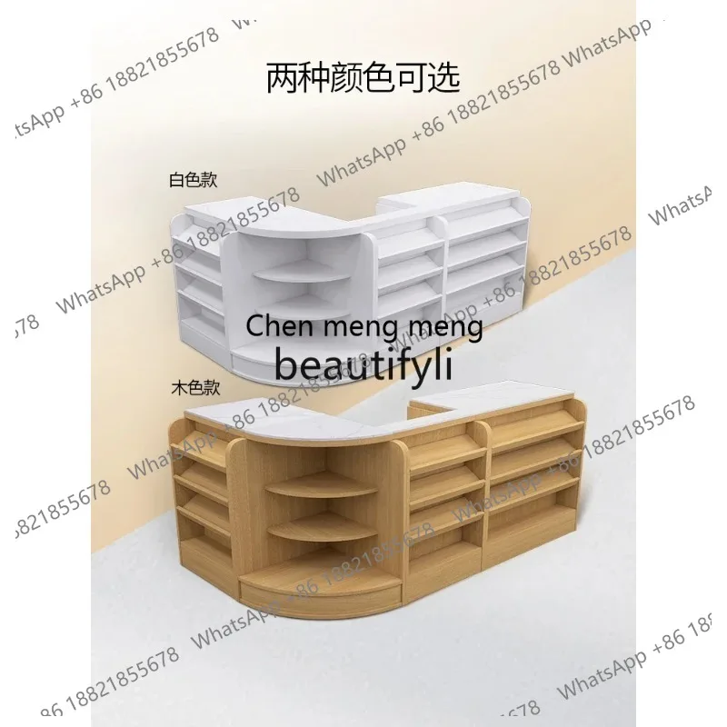 

ss26 Checkout page Shelf Supermarket Store Small Simple Light Luxury Slate Solid Wood Collection Desk Corner Bar Counter