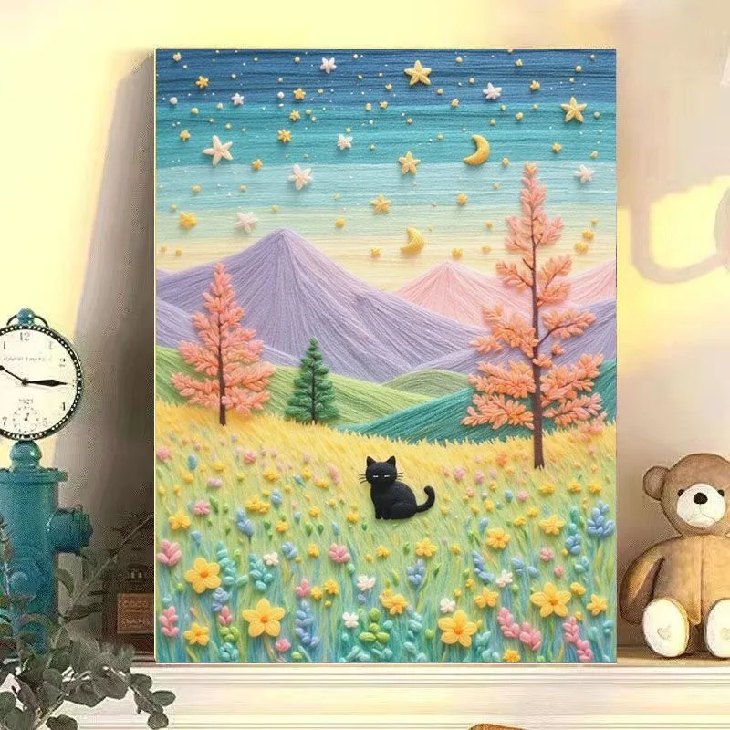 

A-0058 Abstract Impressionist Landscape Oil Painting, Colorful Sky & Field Art, Modern Home Decor