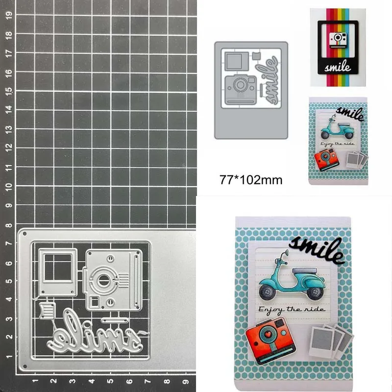 

Camera Film Smile Photo Frame Metal Cutting Dies Scrapbooking Embossing Folder for Cutter Machine Paper Crafts DIY