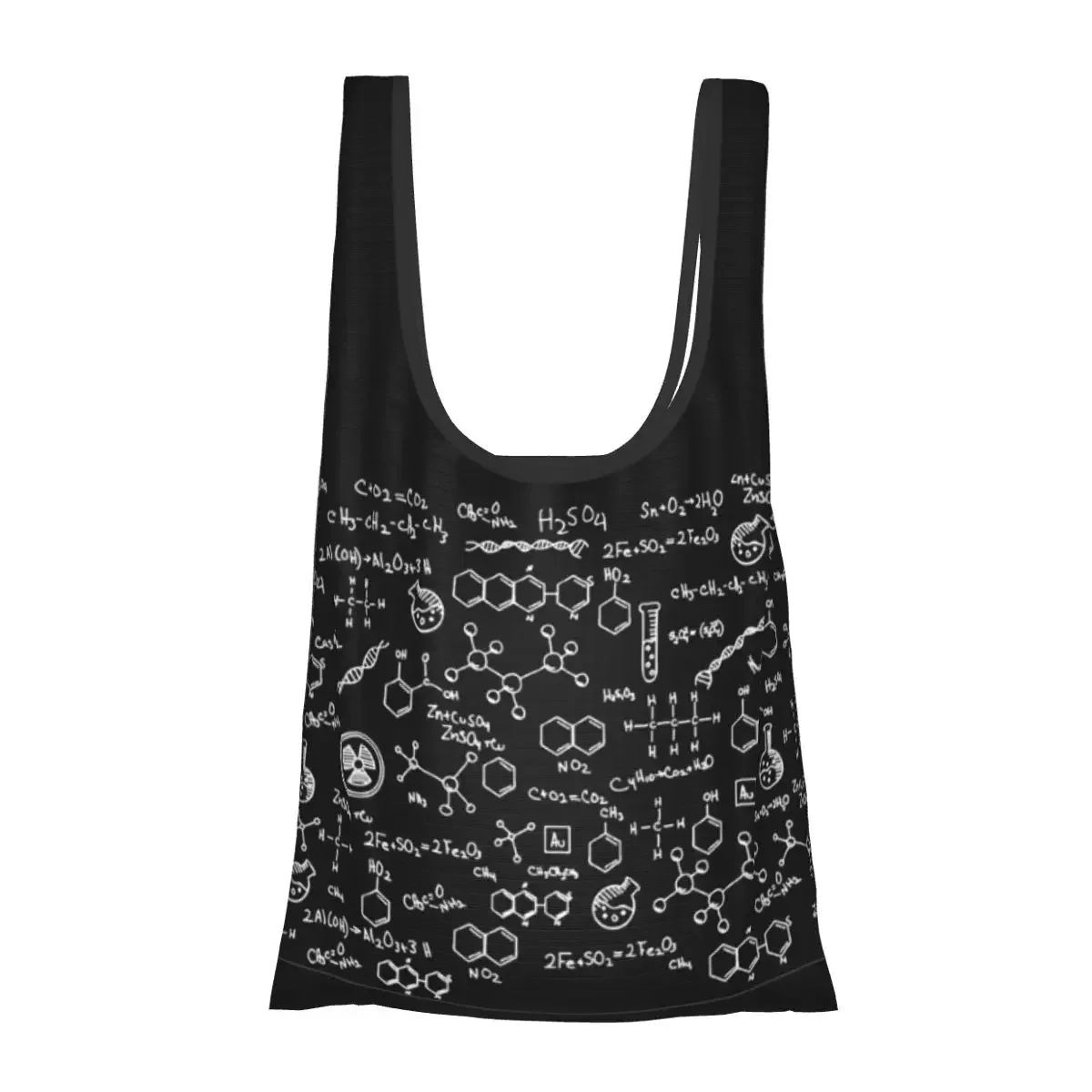 Science Chemistry Pattern Portable Tote Shopping Bags Reusable Shopper Bag Groceries Handbag Shoulder Bag