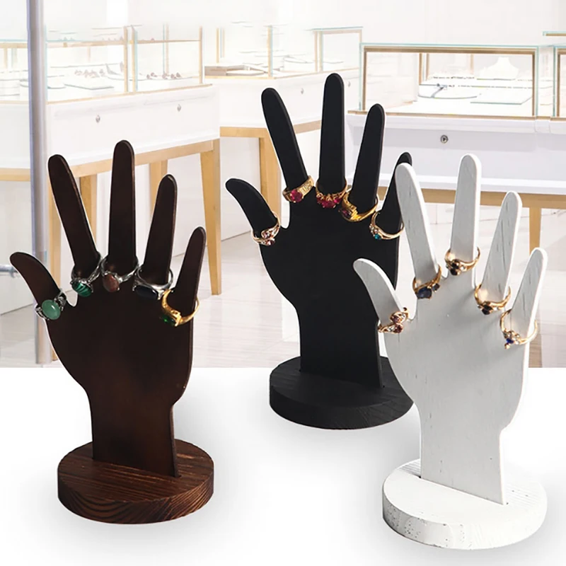 1 Pcs Wooden Hand-shaped Jewelry Display Stand Palm Shape Ring Stand Holder Bracelet Display Jewelry Organizer Photo Props