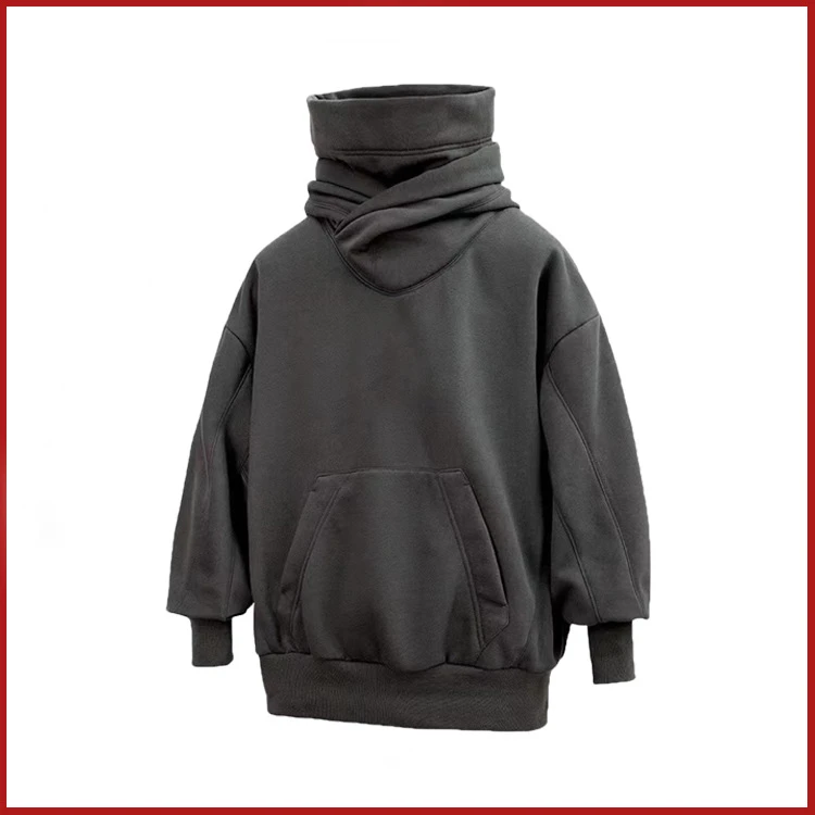 2024 Autumn New Unisex European and American Pile Collar with Plush Hooded Sweatshirt Loose and Casual