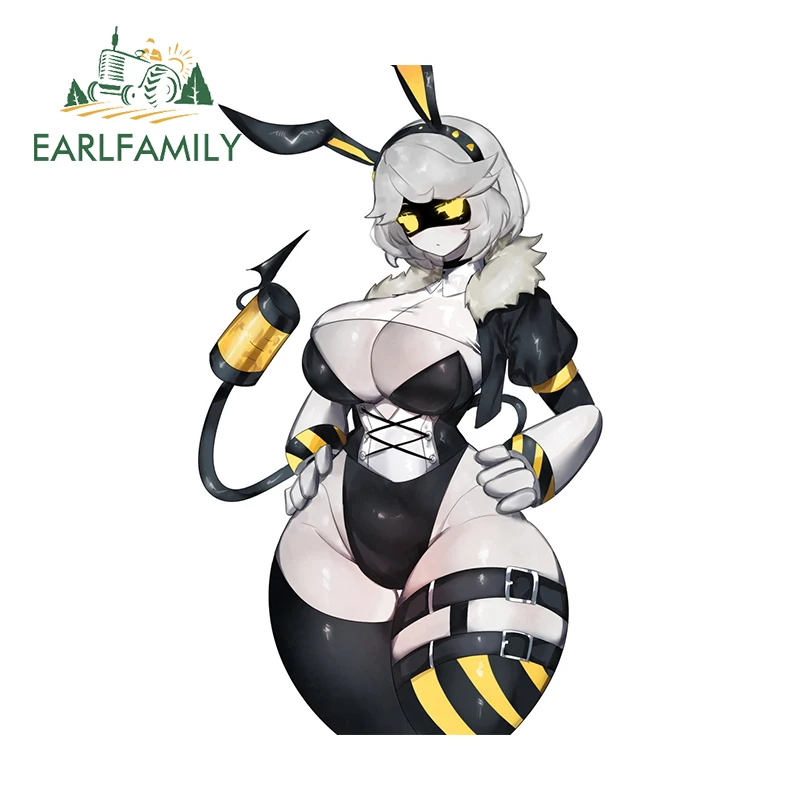 EARLFAMILY 13cm x 7.8cm Furry Big Boobs Waifu Stickers Ahegao Lightning Hare Uniform Original Car Accessories Breasts Decals