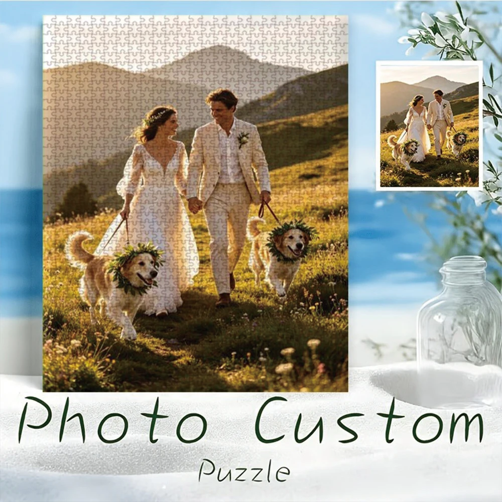 35/300/500/1048pcs Personalized Custom Photo Puzzle Couple Photos DIY Handmade Puzzles Photo Wall Art