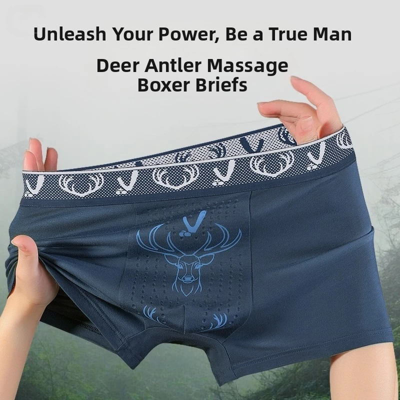 High Elastic Breathable Boxers Shorts Men's Panties with 3D Capsule Massage 10A Antibacterial Inner Crotch Underwear Plus Size