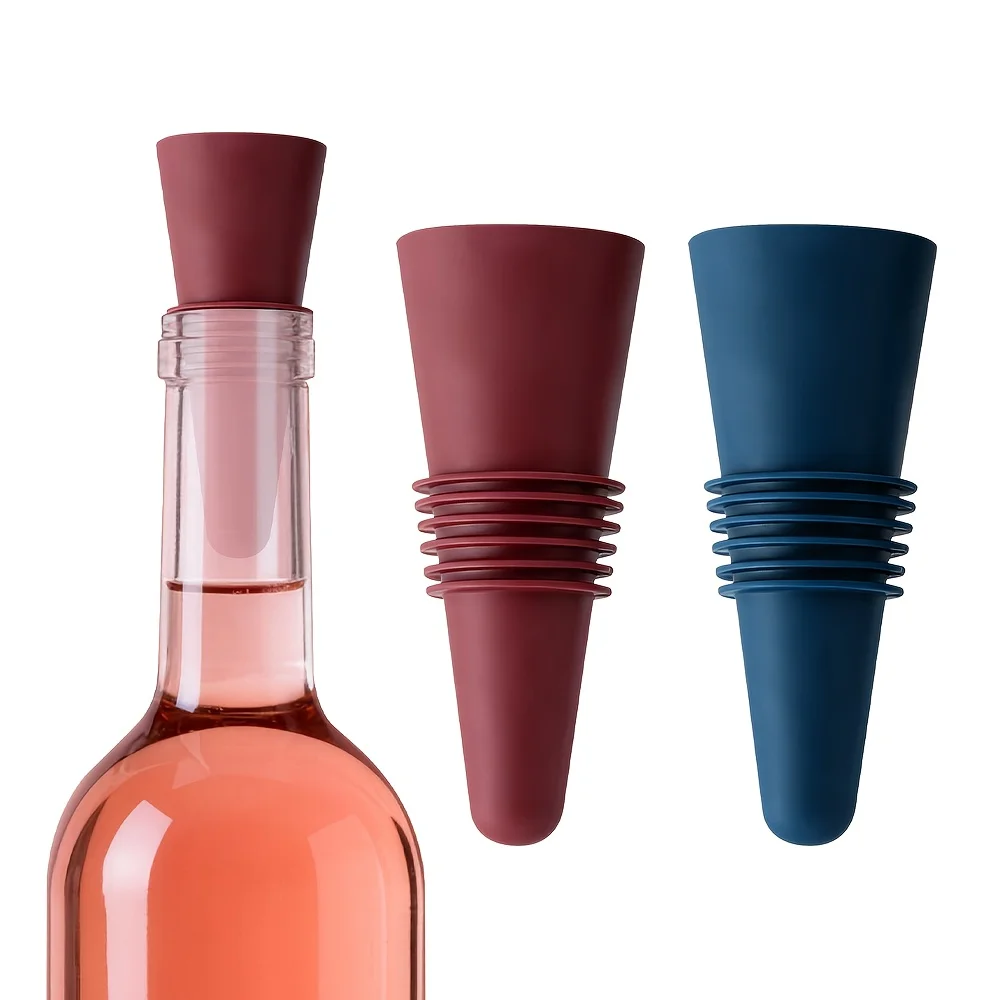 2PCS Wine Cork Beverage Bottle Seal Soft Silicone Wine Cork with Grip Top for Keeping Wine Champagne Fresh