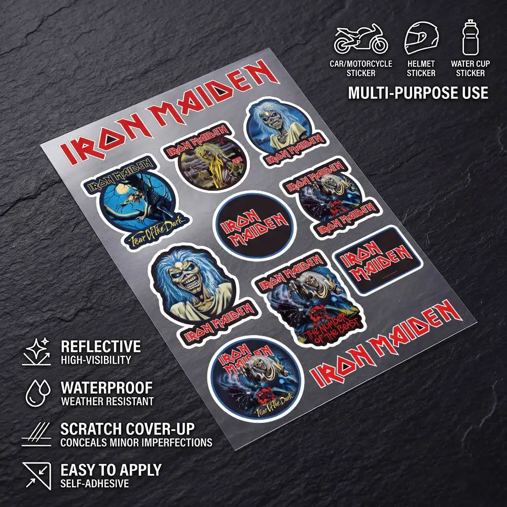 I-IronMaiden-n Waterproof Reflective Scratch Cover Sticker Universal Decor Decal For Car Motorcycle Helmet Refrigerator