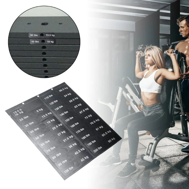 4.5kg to 90kg Weight Block Sticker Weight Stack Labels Weight Sticker Labels for Dumbbells Barbells and Weight Plates F19E