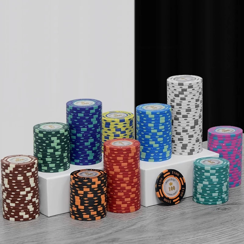 50pcs Ceramic Poker Chips Coin Chess Room Chip High end Poker Club Exclusive Texas Hold'em Chip Storage Box Table Games