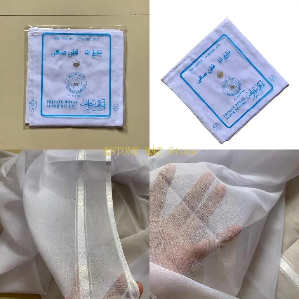 49MF Muslim Keffiyeh Scarf  Hijab Desert Shemagh for Head Neck Scarf White Arab Wrap