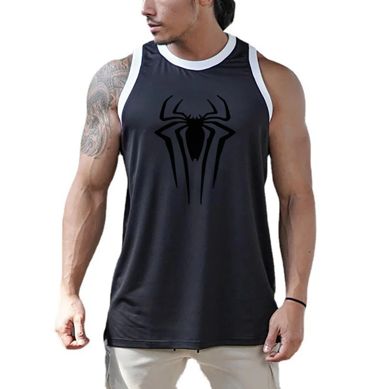 

Мужские спортивные футболки Spider, летние сетчатые дышащие майки без рукавов, быстросохнущие топы для фитнеса, тренировок в тренажерном зале, бодибилдинга